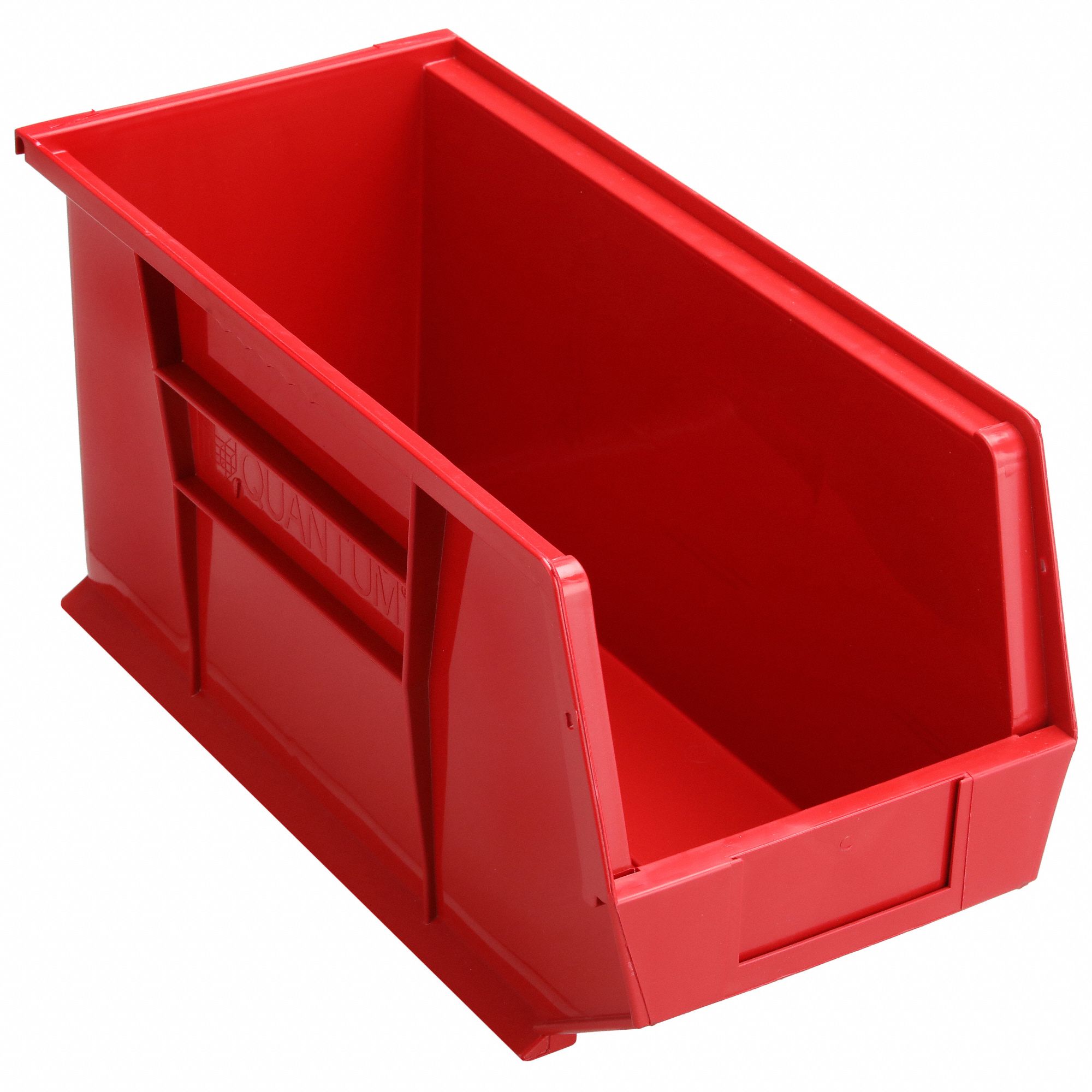 HANG AND STACK BIN, 8¼ IN X 18 IN X 9 IN, RED, LABEL HOLDERS