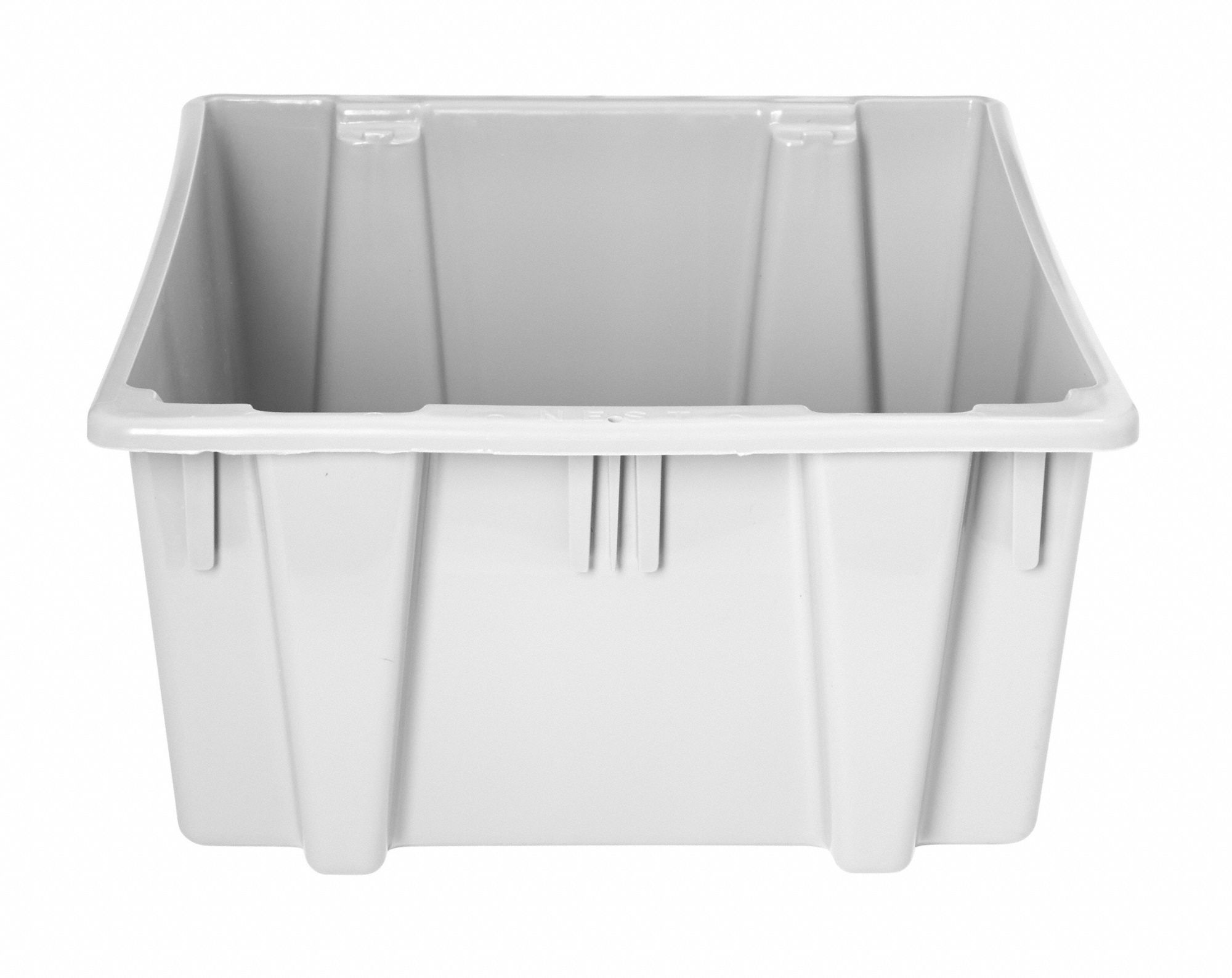 Stacking and Nesting Tote: 12 gal, 19 1/2 in x 15 1/2 in x 13 in