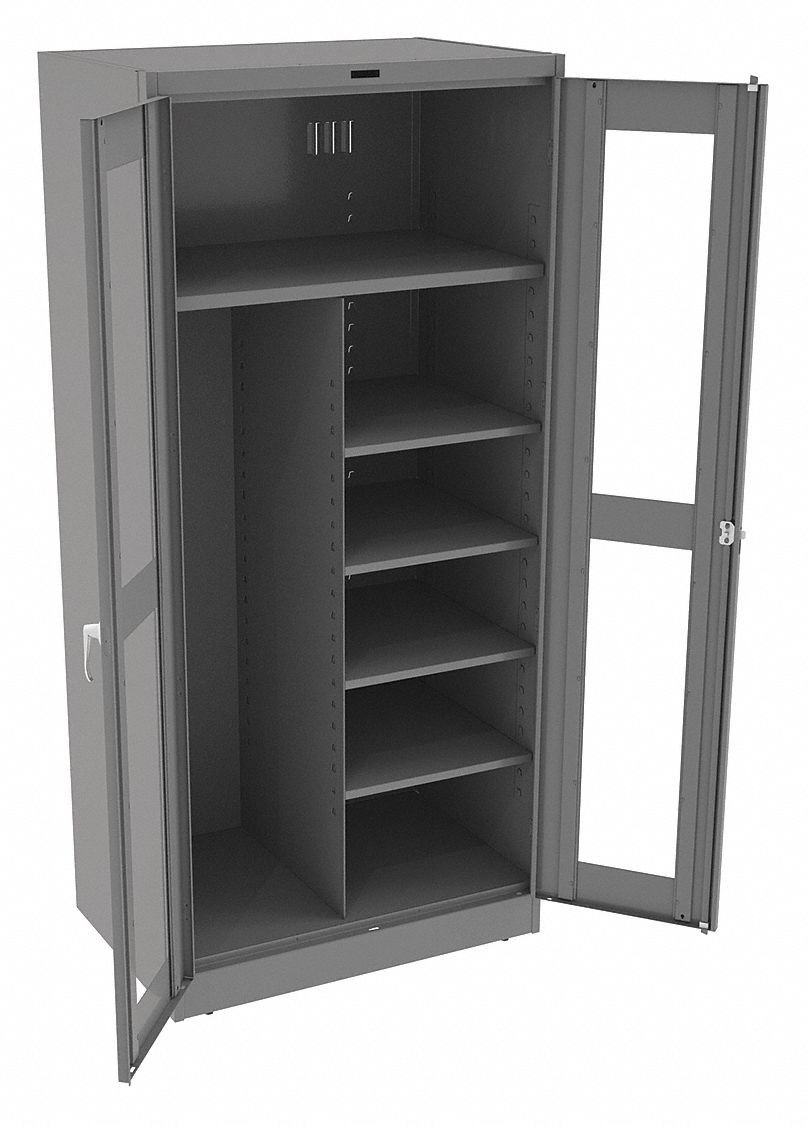 STORAGE CABINET, 36 IN X 24 IN X 78 IN, 5 SHELVES, SWING HANDLE/KEYED, 22 GA PANEL, ADJUSTABLE