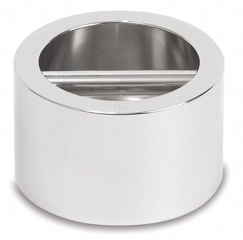 Calibration Weight: 5 kg Nominal Mass, 4, No Certificate, 303 Stainless Steel, Case, Metric