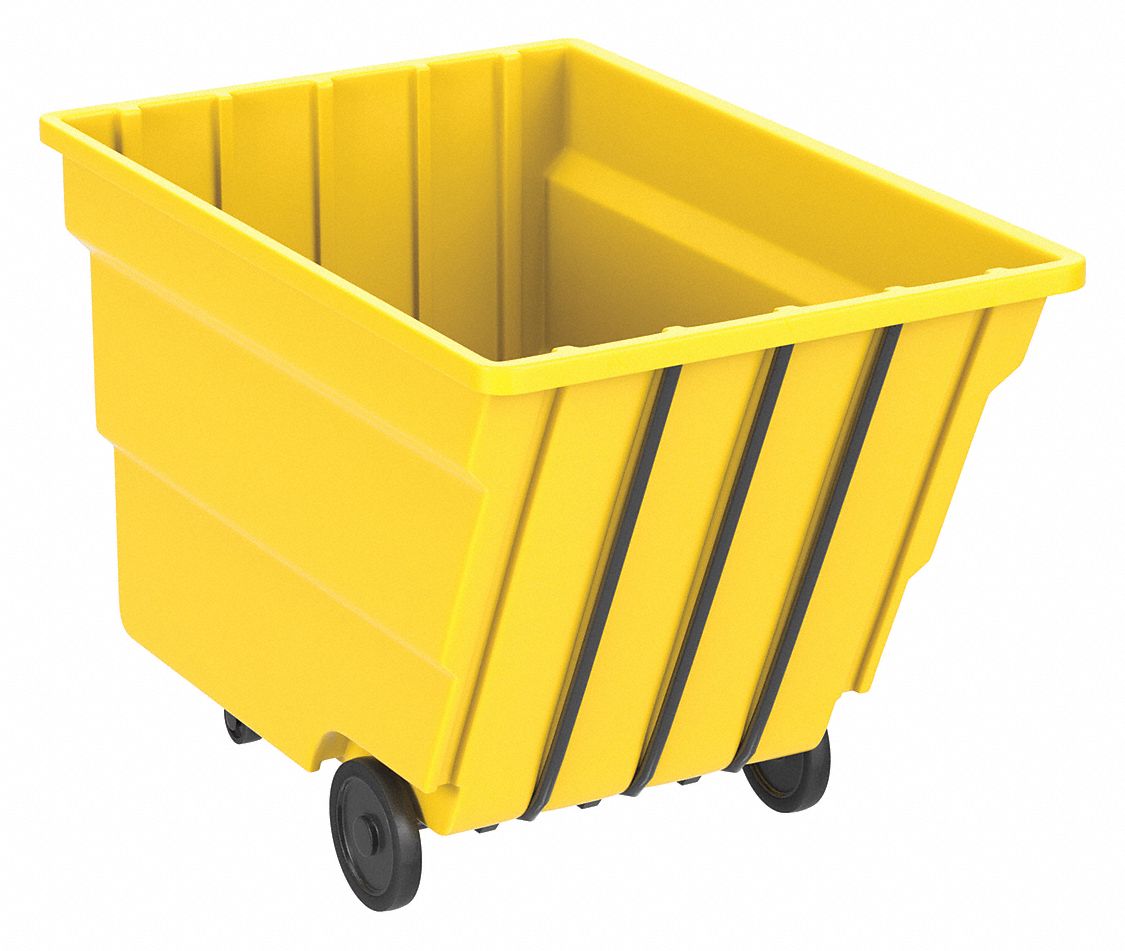 General Purpose Plastic Tilt Truck: 59 cu ft Cubic Foot Capacity, Yellow, Raised