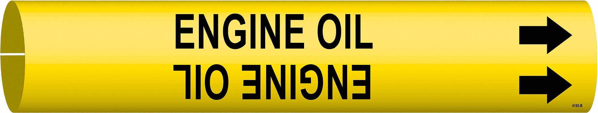 Pipe Marker: Engine Oil, Yellow, Black, Fits 1 1/2 to 2 3/8 in Pipe O.D., 1 Pipe Markers