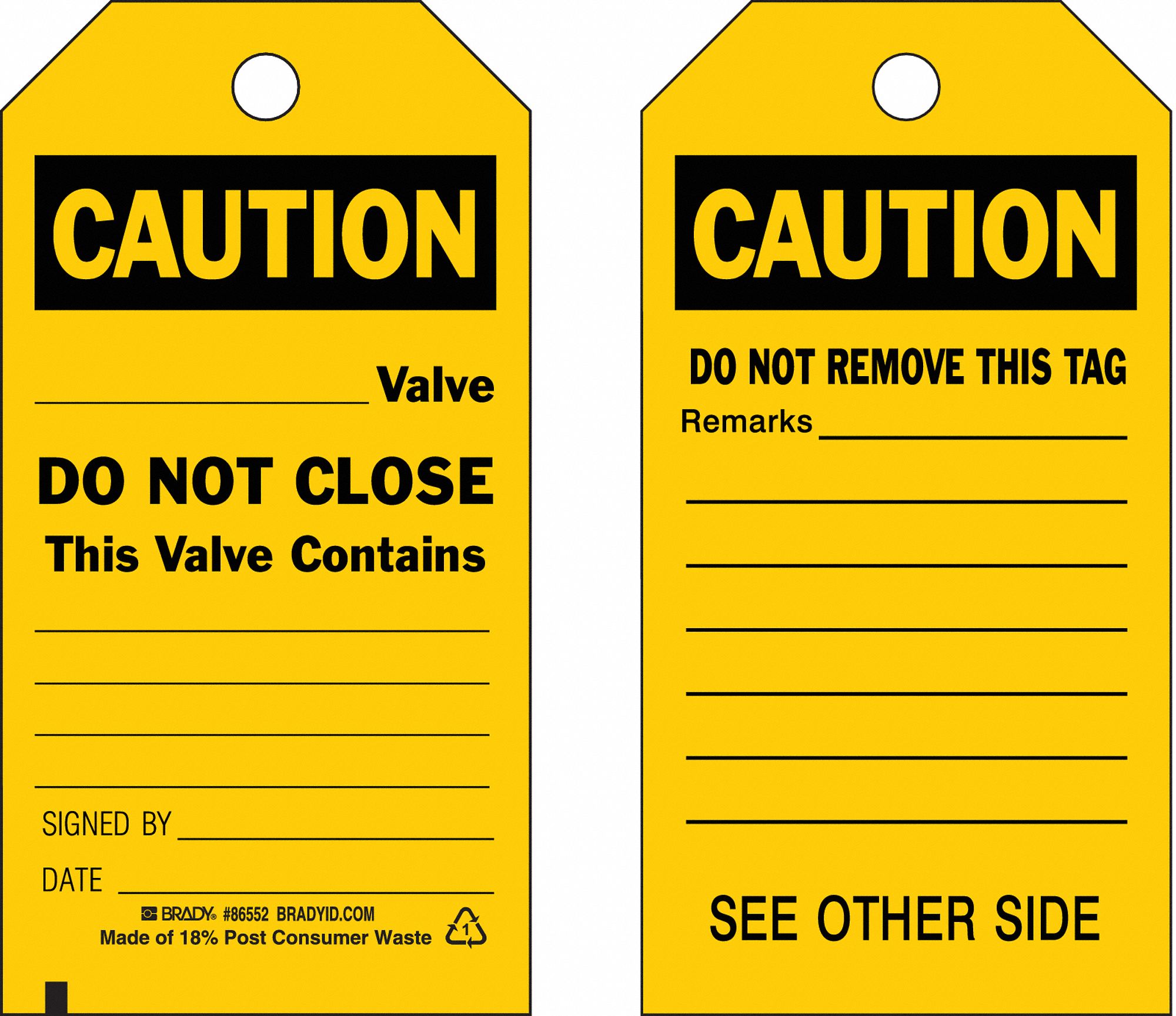 LabelTac® Caution Tag - Safety Yellow - Printable Tag Roll