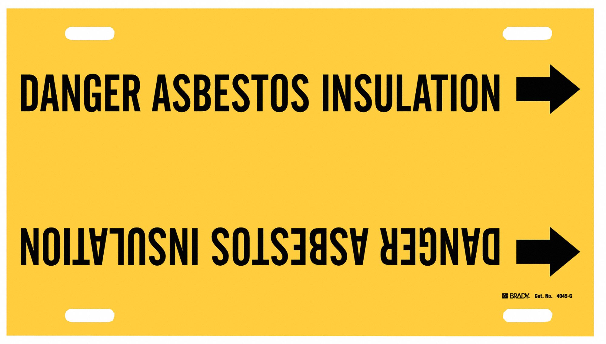 Pipe Marker: Danger Asbestos Insulation, Yellow, Black, Fits 8 to 9 7/8 in Pipe O.D., 1 Pipe Markers