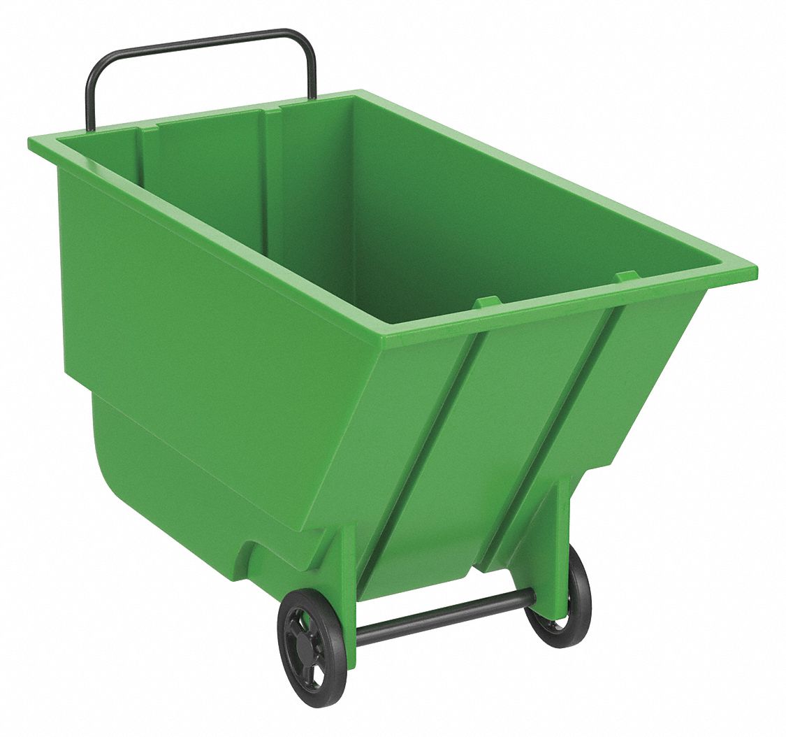 General Purpose Plastic Tilt Truck: 9 cu ft Cubic Foot Capacity, Green, Raised