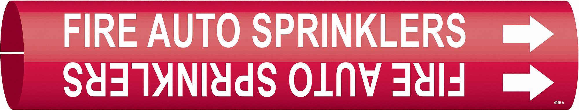 Pipe Marker: Fire Auto Sprinklers, Red, White, Fits 3/4 to 1 3/8 in Pipe O.D., 1 Pipe Markers
