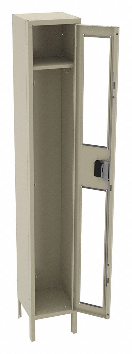 Wardrobe Locker: 12 in x 12 in x 78 in, Clearview, 1 Tiers, 1 Units Wide, Padlock Hasp, Tan