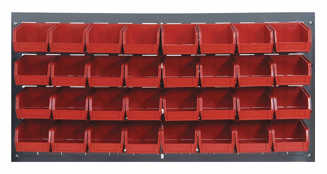 Louvered Panel: 20 in x 36 in x 1/4 in, 1 Sides, 32 Bins, Gray