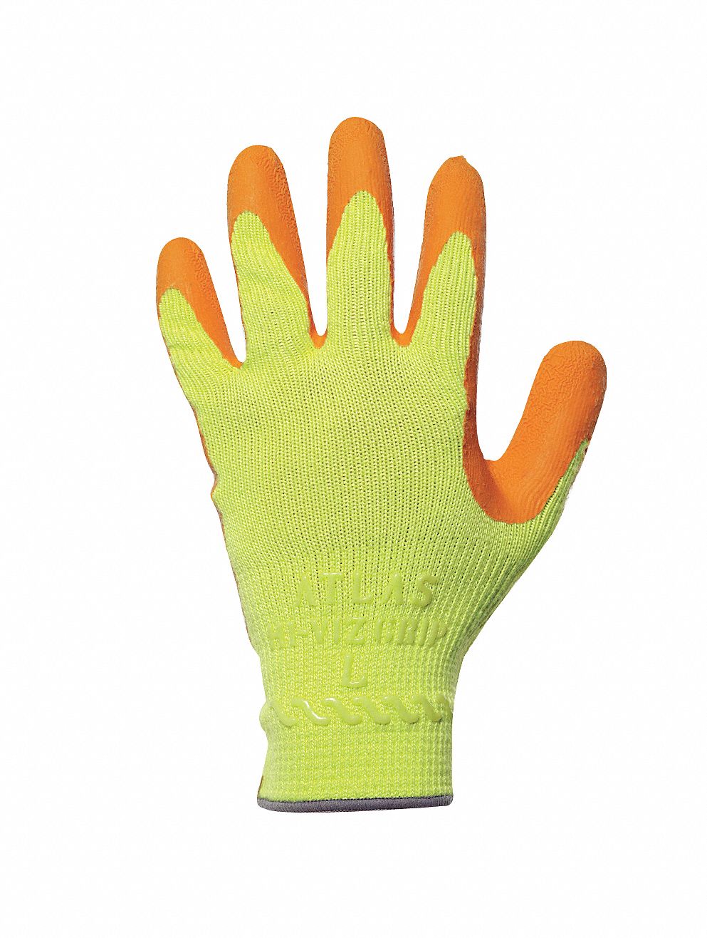 SHOWA 317 HARD WEARING GLOVES, L, 9, YLW, ELASTIC CUFF, LATEX, 220 TO 260 MM, HI-VIS