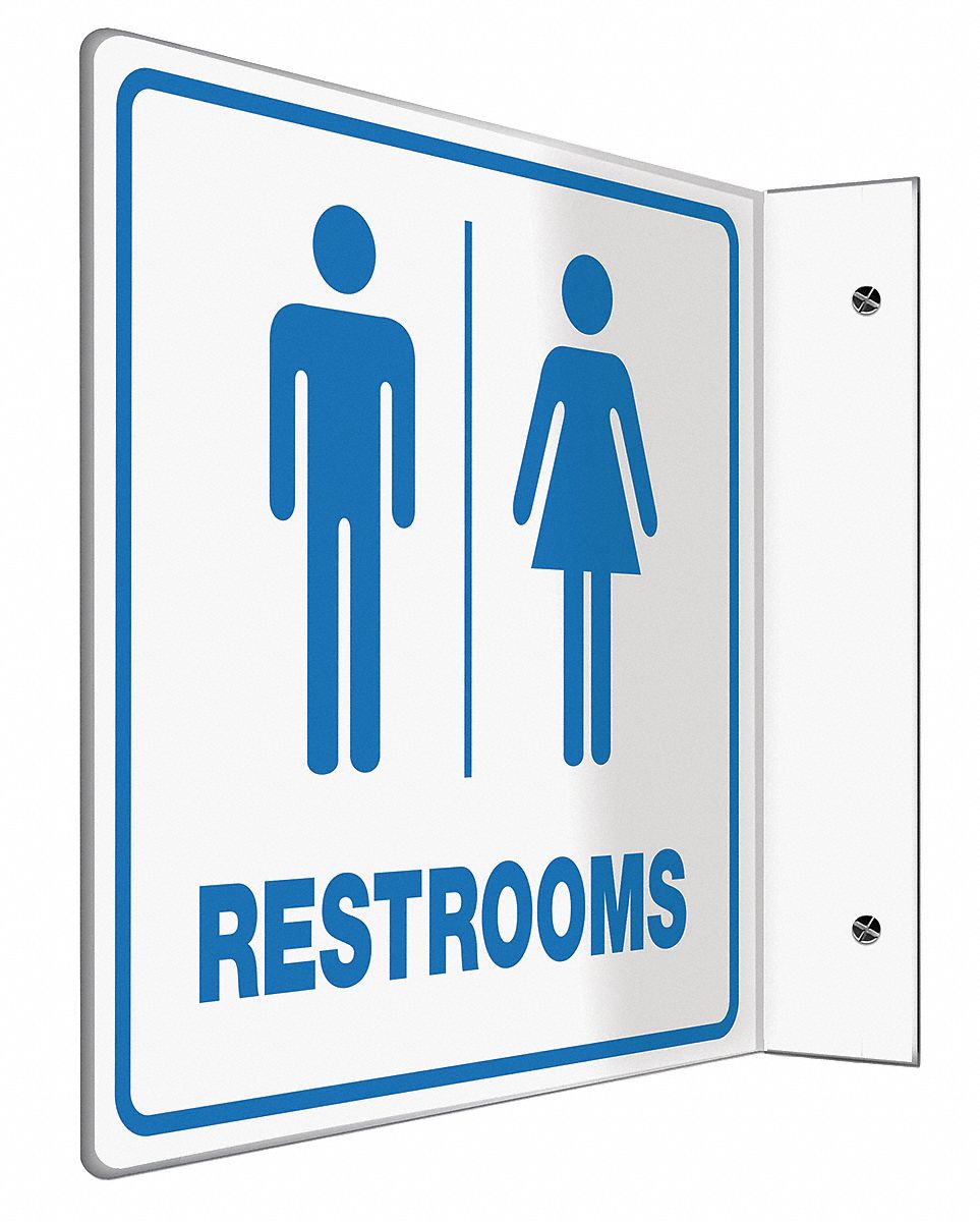 L-SHAPE PROJECTION SIGN, PLASTIC, 8 IN WIDTH, 8 IN HEIGHT, WHITE, WITH MOUNTING HOLES, L-SHAPED