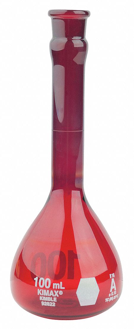 Volumetric Flask, 100 mL, 180 mm H, PK6