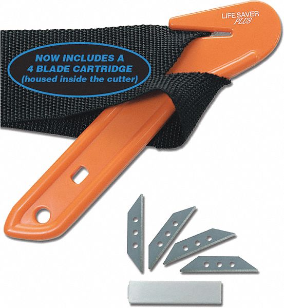 Emi Seat Belt Cutter Orange Plastic Stainless Steel Blade 8z543 4002 Grainger