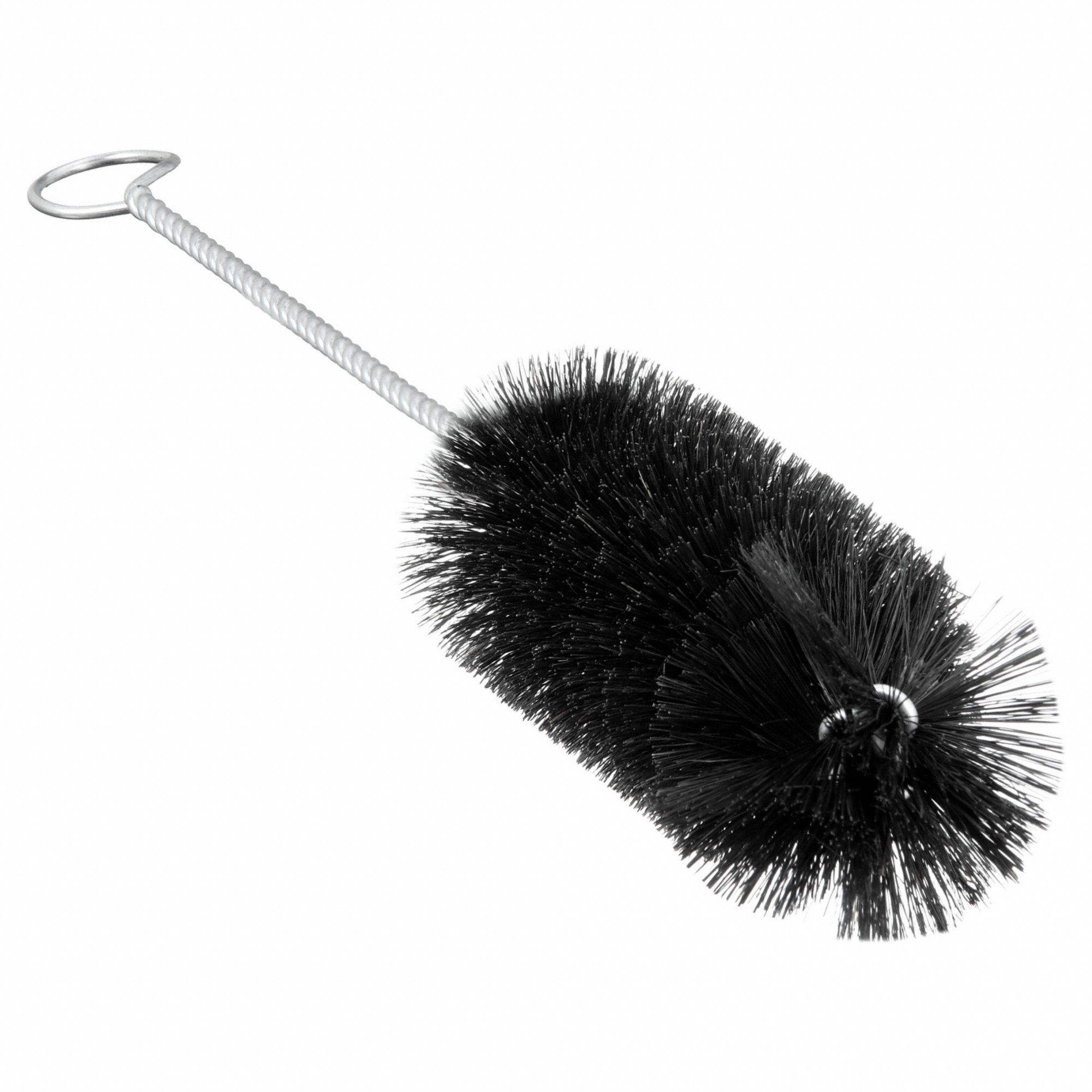 Radial End Brush: 13 in Overall Lg, Natural Hair, Black, 5 in Brush Head Lg, 2 in Bristle Lg