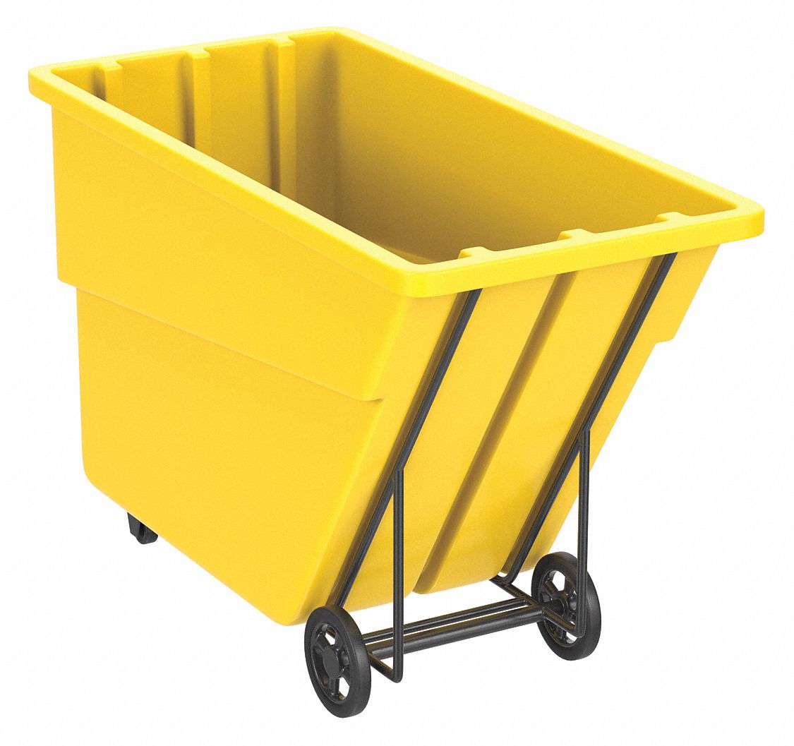 General Purpose Plastic Tilt Truck: 16 cu ft Cubic Foot Capacity, Yellow, Raised
