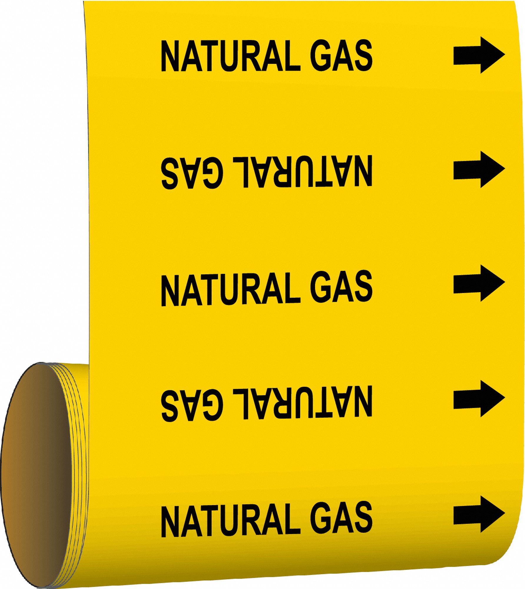 BRADY Pipe Marker, Pipe Marker Legend Natural Gas, Fits Pipe O.D. 2 in