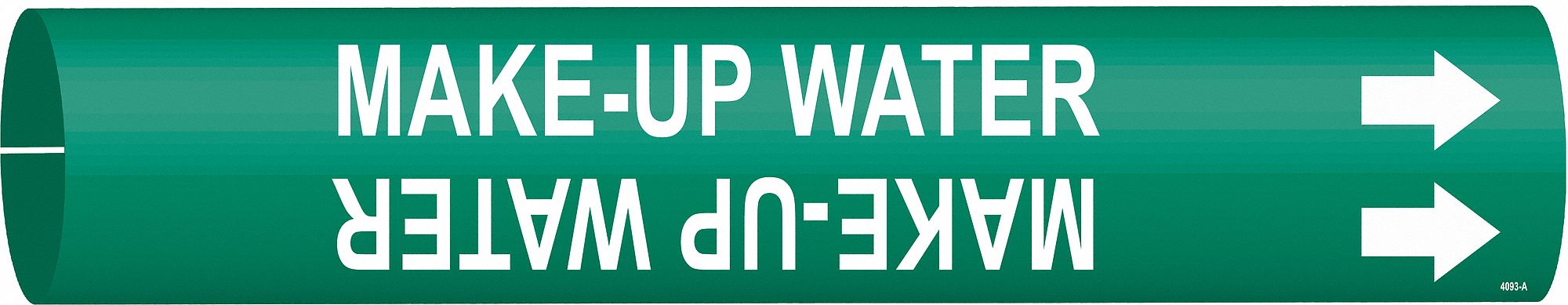 Pipe Marker: Make Up Water, Green, White, Fits 3/4 to 1 3/8 in Pipe O.D., 1 Pipe Markers