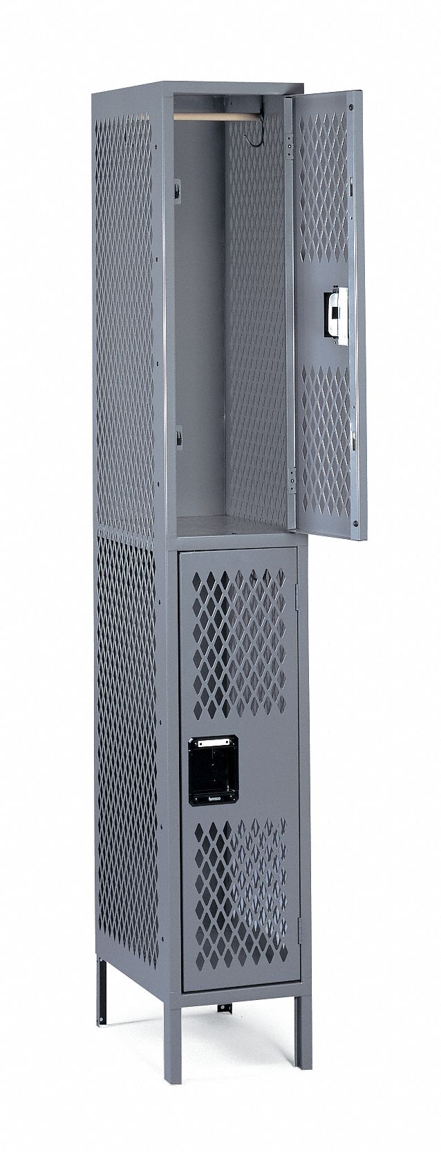 Wardrobe Locker: 12 in x 18 in x 78 in, Ventilated, 2 Tiers, 1 Units Wide, Padlock Hasp