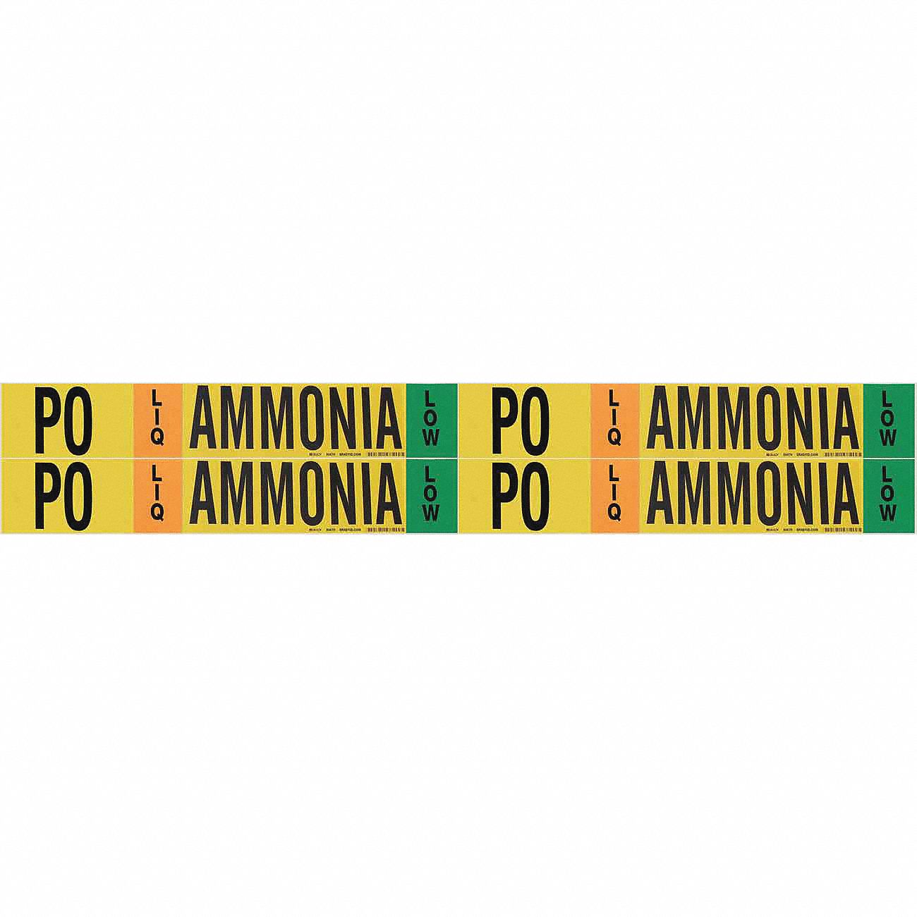 Pipe Marker: PO, LIQ, Low, Fits 3/4 to 2 3/8 in Pipe O.D., 4 Pipe Markers, Without