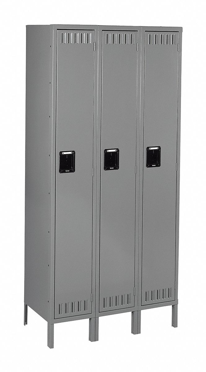 TENNSCO Gray Wardrobe Locker, (1) Tier, (3) Wide Openings 3, 36 in W X