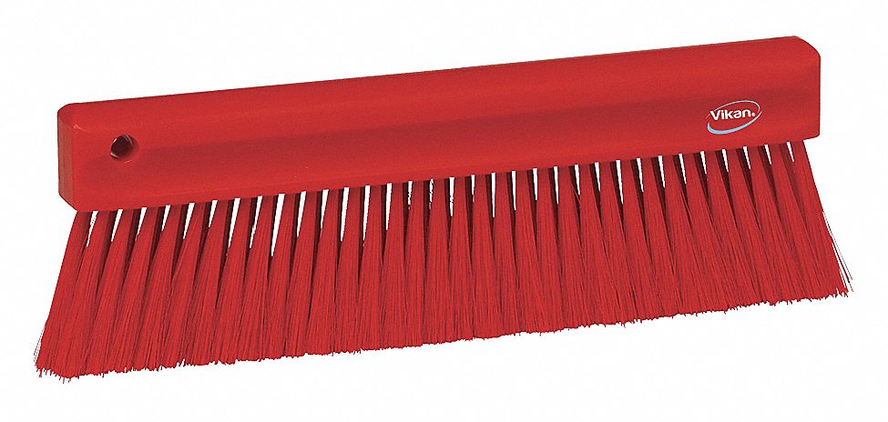 BENCH BRUSH, SOFT, POLYESTER BRISTLE, 13 IN HANDLE L, 13 IN BRUSH L, RED