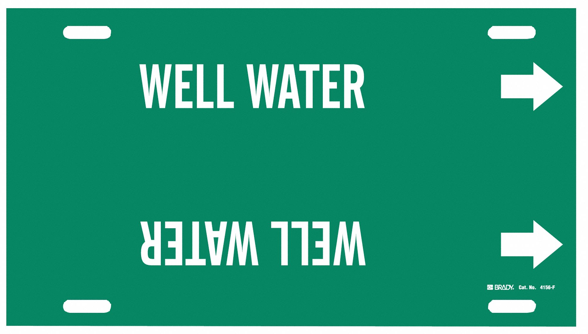 Pipe Marker: Well Water, Green, White, Fits 6 to 7 7/8 in Pipe O.D., 1 Pipe Markers, With Arrows