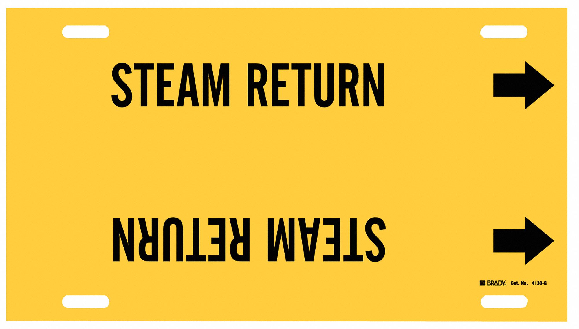 Pipe Marker: Steam Return, Yellow, Black, Fits 8 to 9 7/8 in Pipe O.D., 1 Pipe Markers, With Arrows
