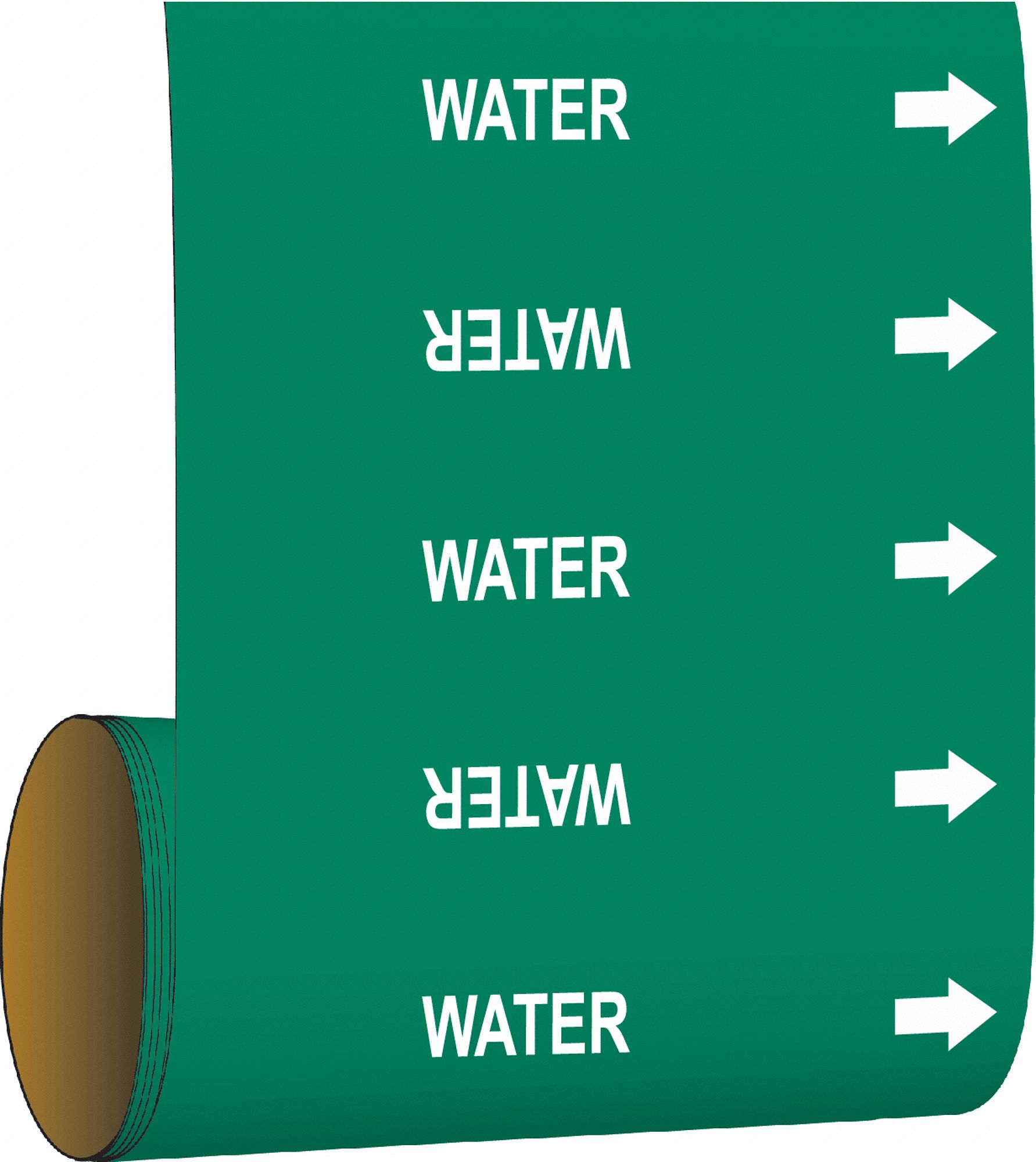 Pipe Marker: Water, Green, White, Fits 2 in and Smaller Pipe O.D., 30 Pipe Markers, With Arrows