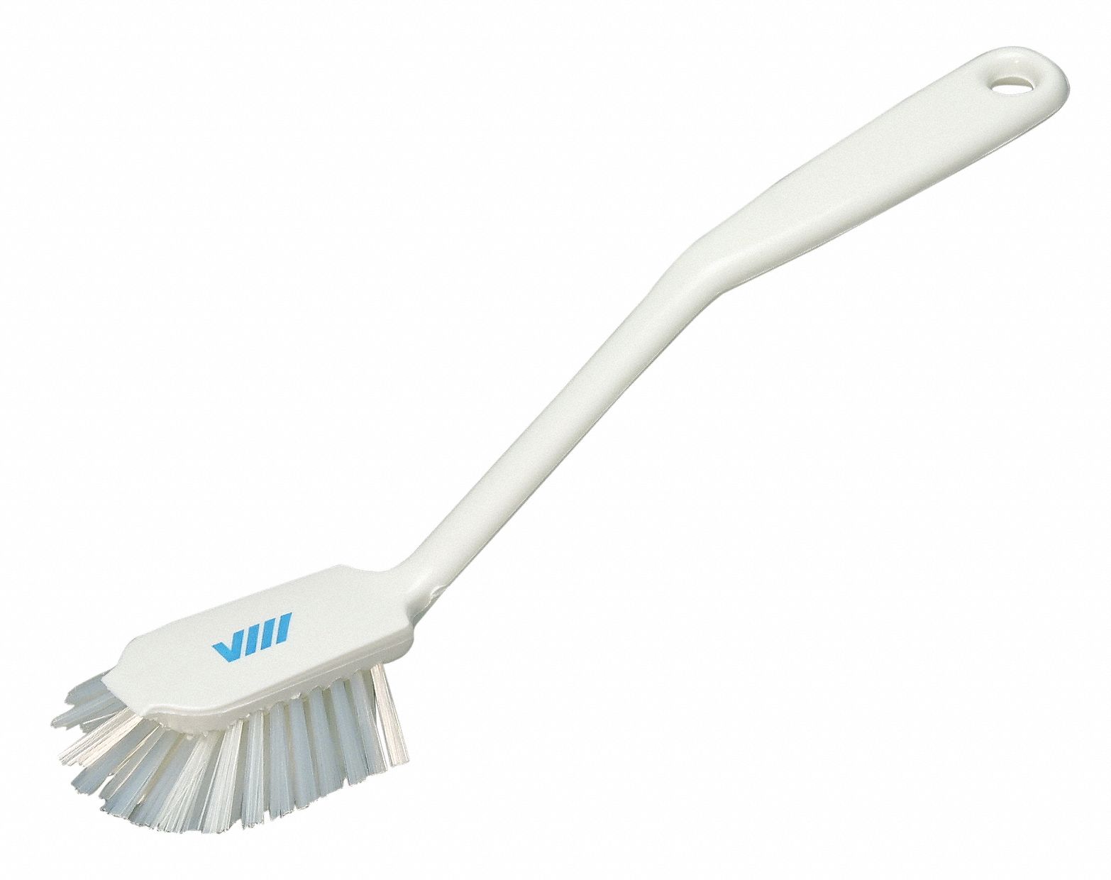DISH BRUSH, MEDIUM, PLASTIC, 3⅛ IN BRUSH L, 8 IN HANDLE L, 2⅜ IN HEAD W, WHITE
