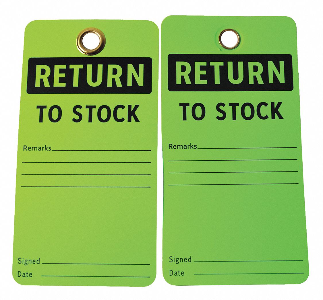 GRAINGER APPROVED Inspection Record Tag Cardstock, Return To Stock, 5 3/4 in Ht, 3 in Wd