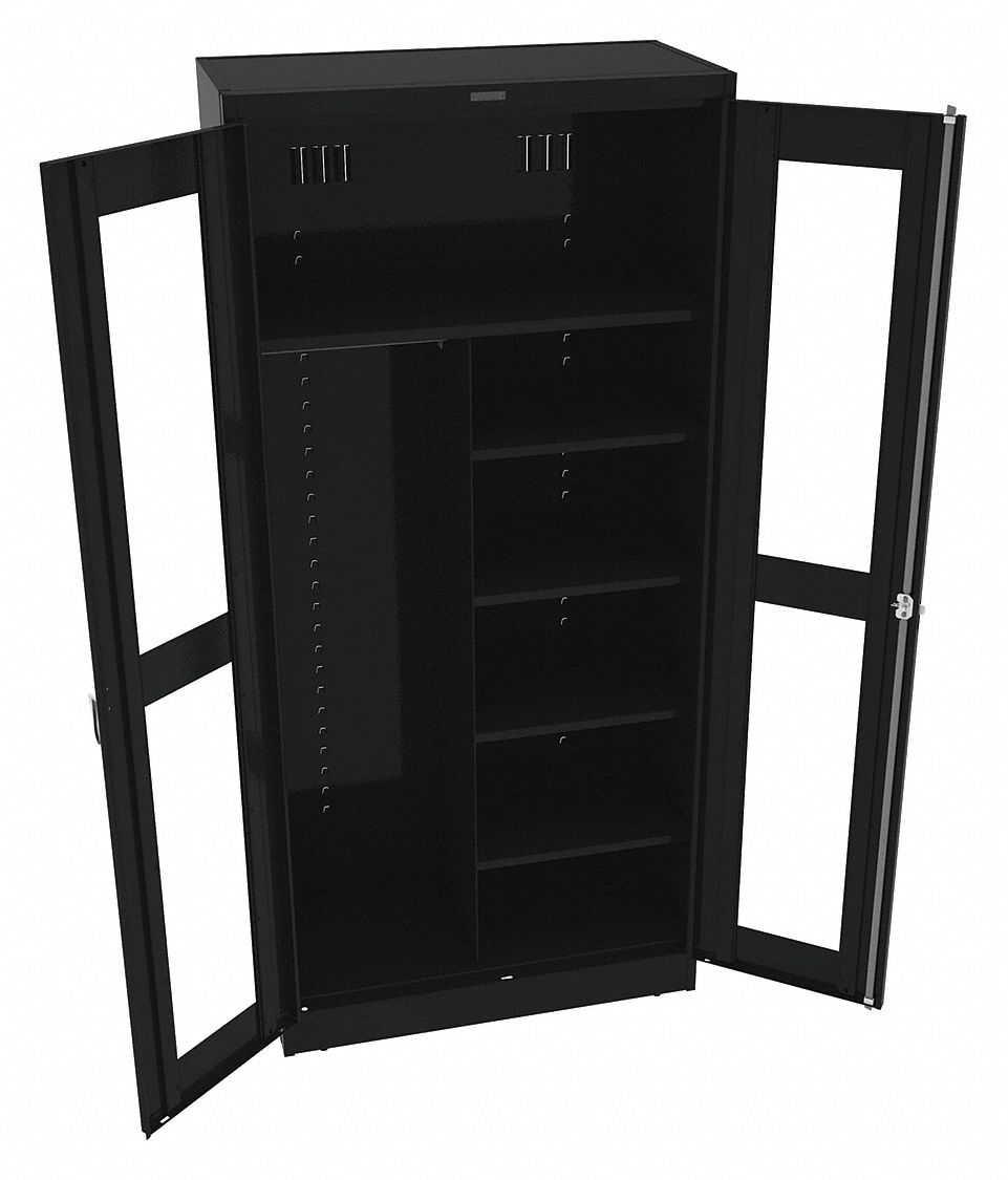 STORAGE CABINET, 36 IN X 18 IN X 78 IN, 5 SHELVES, SWING HANDLE/KEYED, 22 GA PANEL, ADJUSTABLE