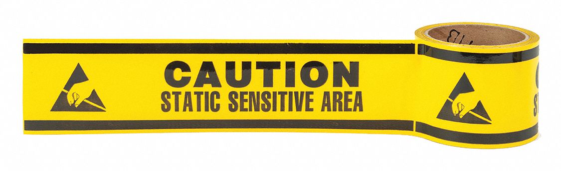Floor Marking Tape: Message, Message, Black/Yellow, Hazard Warning, 3 in x 108 ft, 5 mil Tape Thick