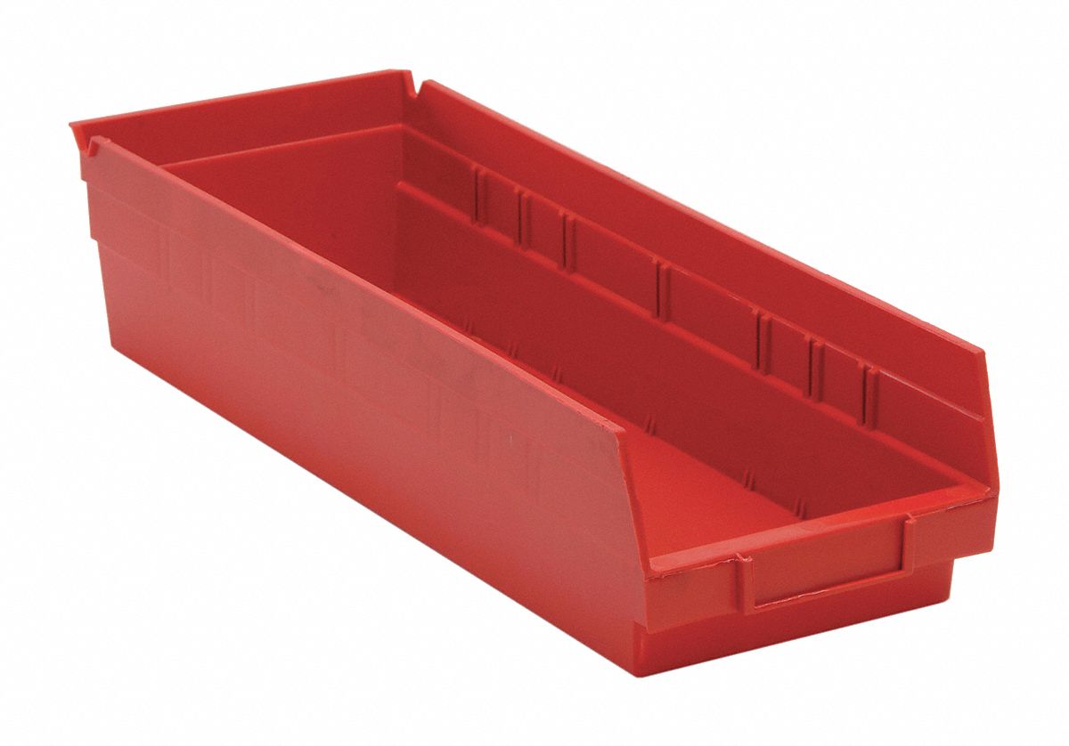 QUANTUM STORAGE SYSTEMS QSB104RD Shelf Bin,Red,Polypropylene,4 in 8ZFW5