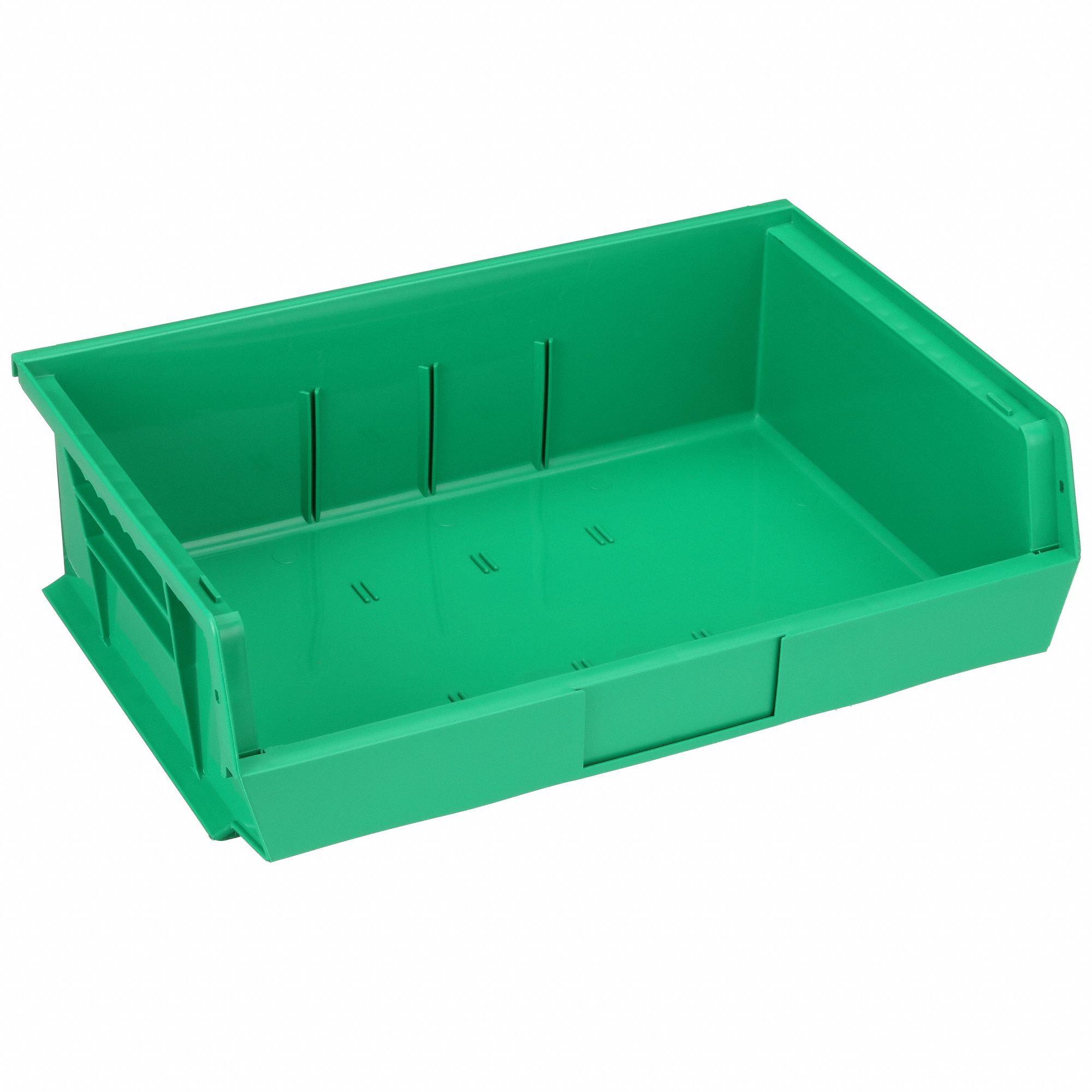 Hang and Stack Bin: 16 1/2 in x 10 7/8 in x 5 in, Green, 60 lb Load Capacity