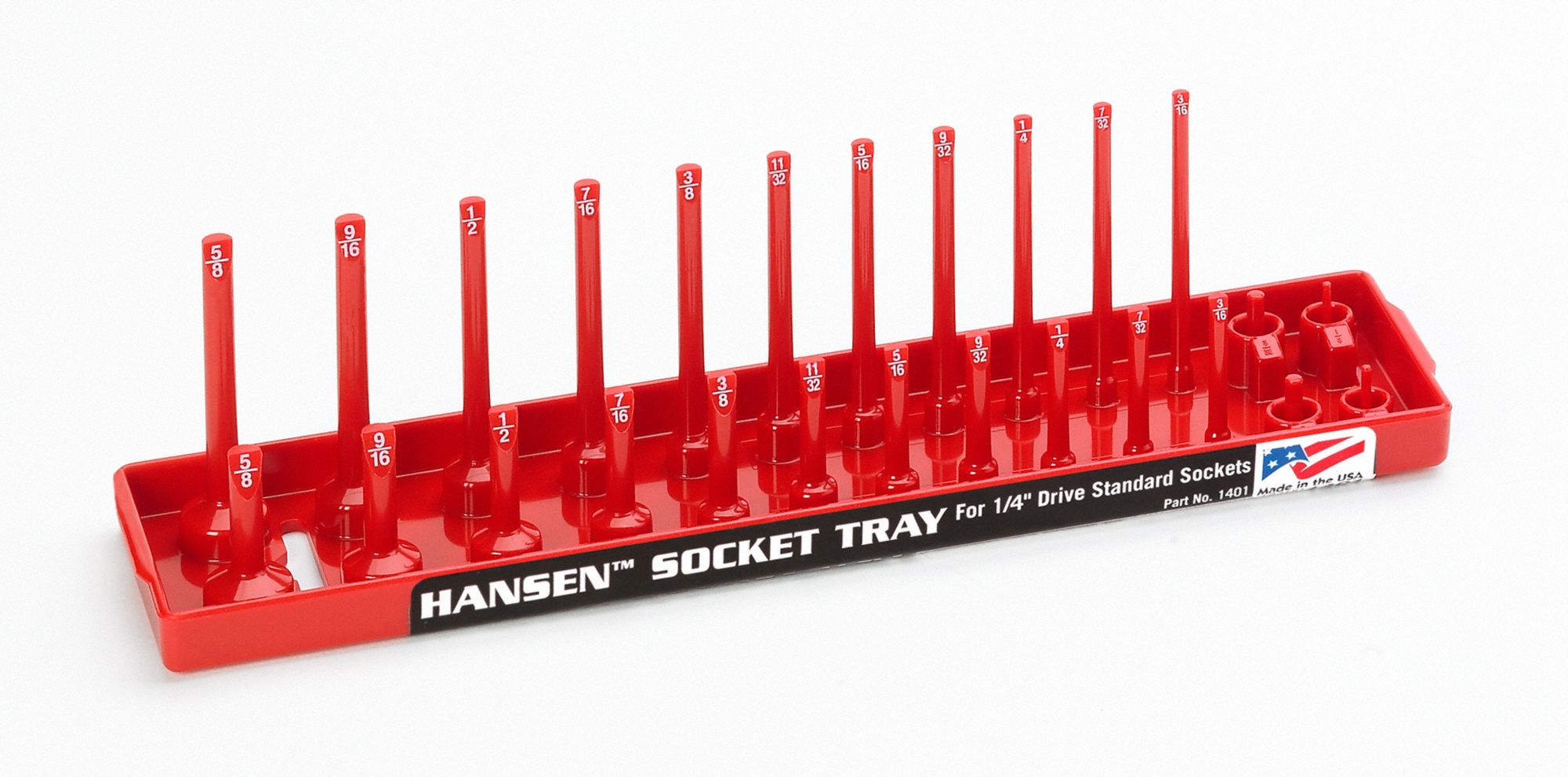 Socket Tray: Red, 2 3/16 in Overall Wd, 2 1/2 in Overall Ht, 1/4 in For Socket Size/Type