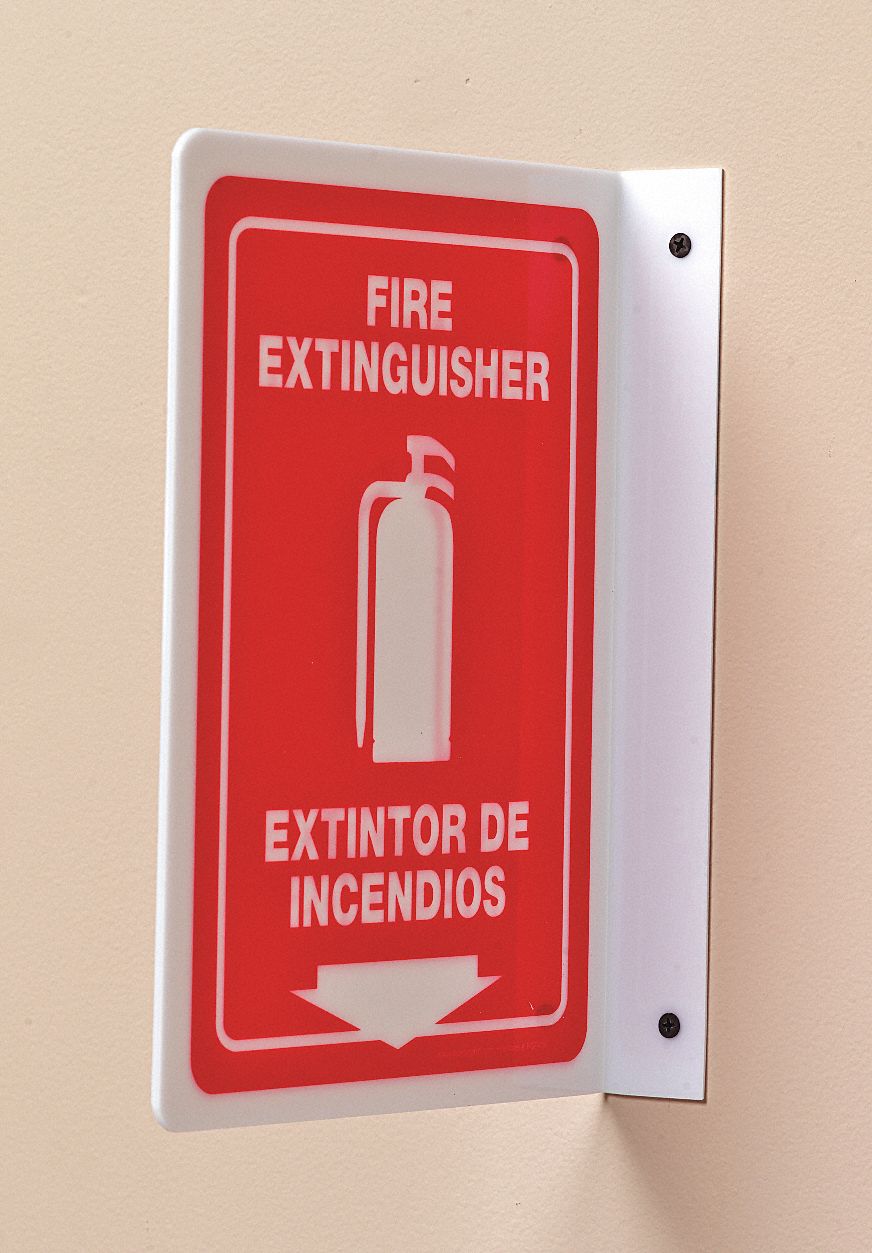 Fire Extinguisher Sign 12X9 WHT/R