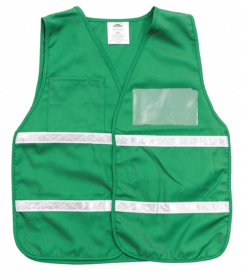 SAFETY VEST, GREEN, POLYESTER, UNIVERSAL