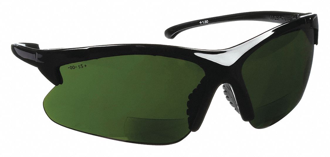 SAFETY READING GLASSES, HALF-FRAME, WRAPAROUND, NYLON/PC, ANTI-SCRATCH, SHADE 5.0, +1.50