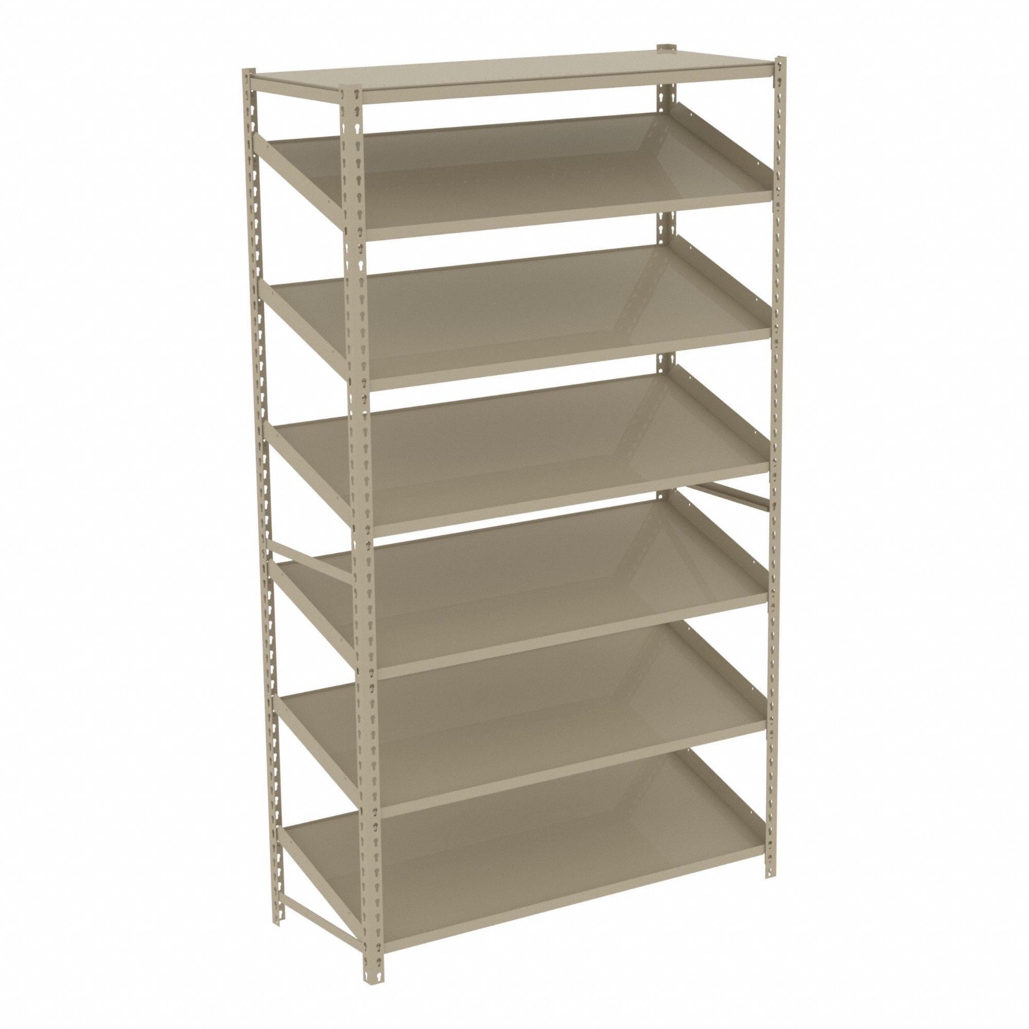 Boltless Shelving: Starter, Heavy-Duty, 48 in x 18 in, 84 in Overall Ht, 5 Shelves, Steel