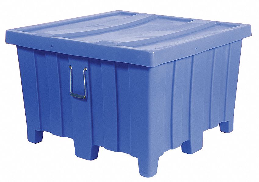 Ribbed Wall Container: 23 cu ft, 44 in x 44 in x 29 1/2 in, Lid Included, Long Side