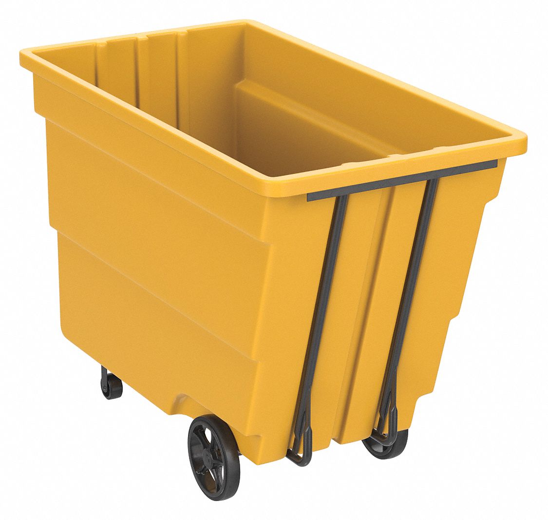 General Purpose Plastic Tilt Truck: 50 cu ft Cubic Foot Capacity, Orange, Raised