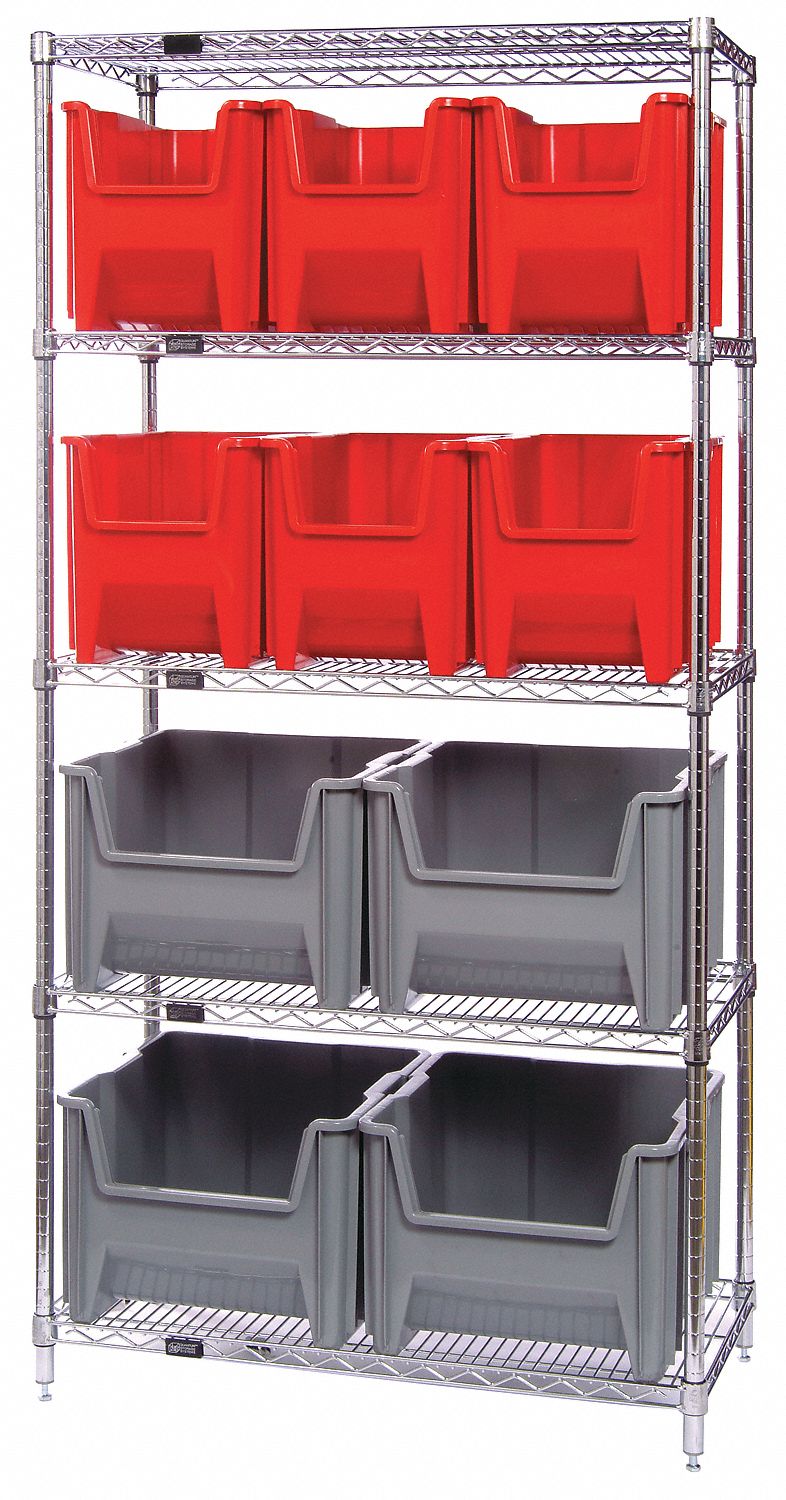 QUANTUM STORAGE SYSTEMS, 36 in x 18 in x 74 in, 1 Sided, Bin Shelving