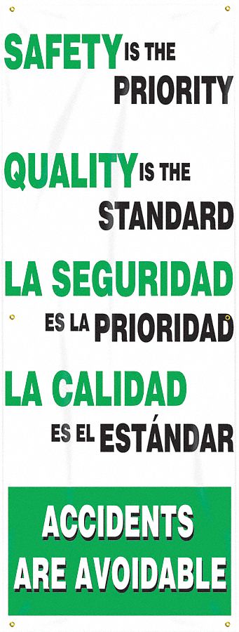 Safety Banner: Poly Sheeting, 74 in x 28 in Nominal Sign Size, Indoor/Outdoor, 2 Printed Sides