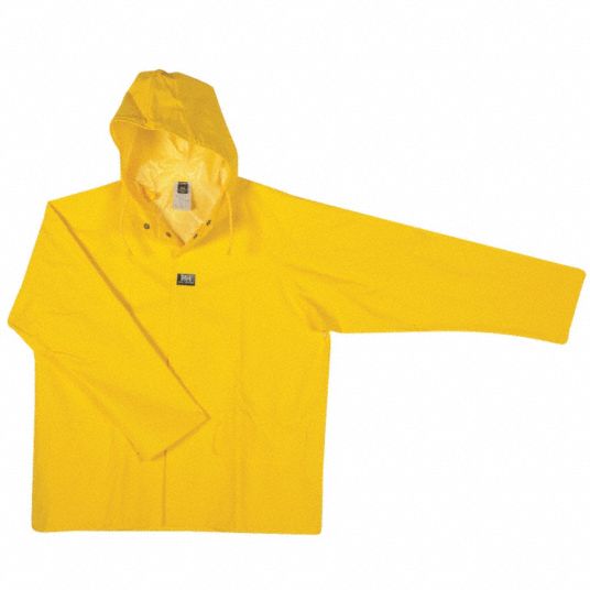 HELLY HANSEN Yellow, Rain Jacket with Hood, 4XL, PVC, Men's 8VZ29