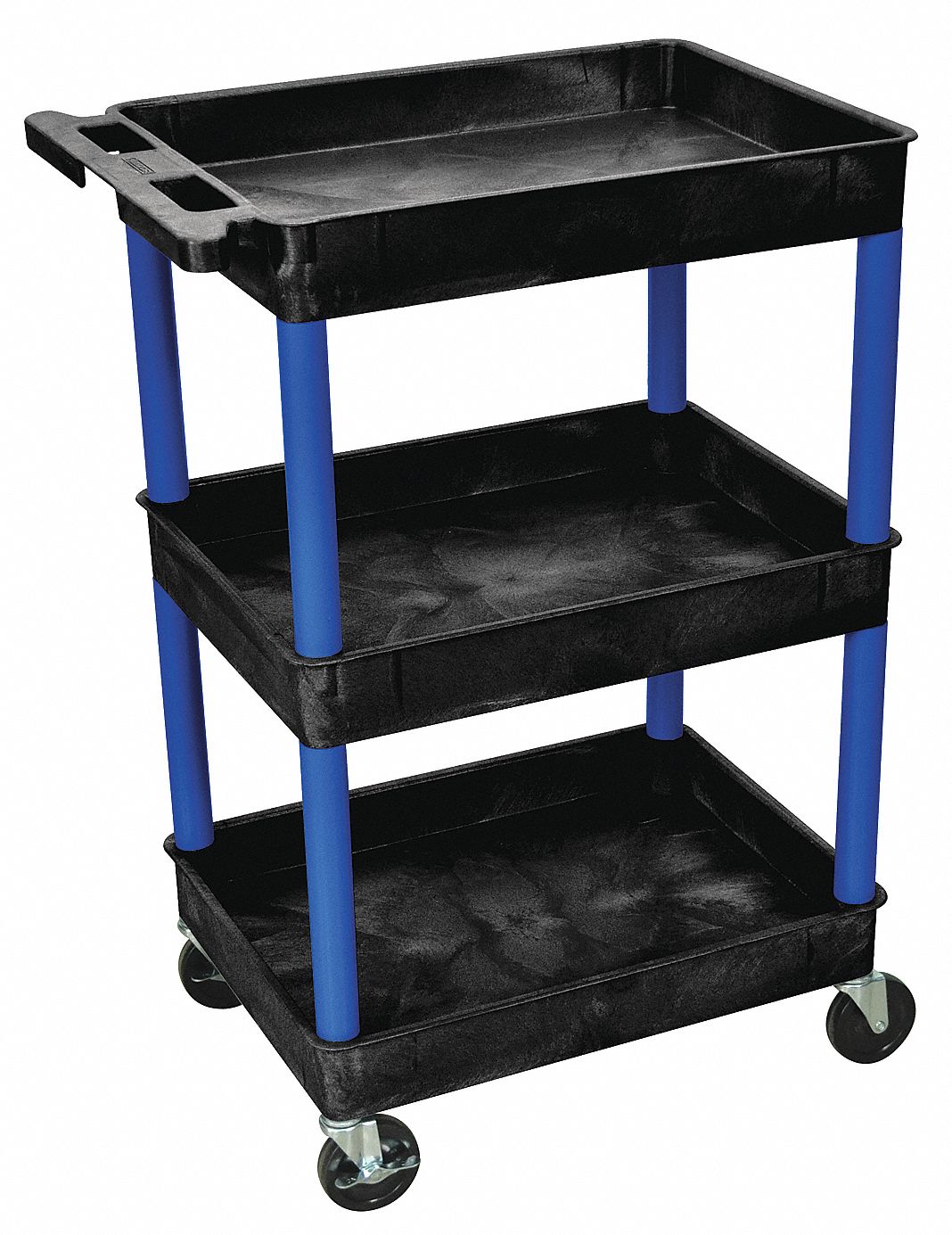 UTILITY CART WITH DEEP LIPPED PLASTIC SHELVES, 300 LB LOAD CAPACITY, 24 IN X 18 IN