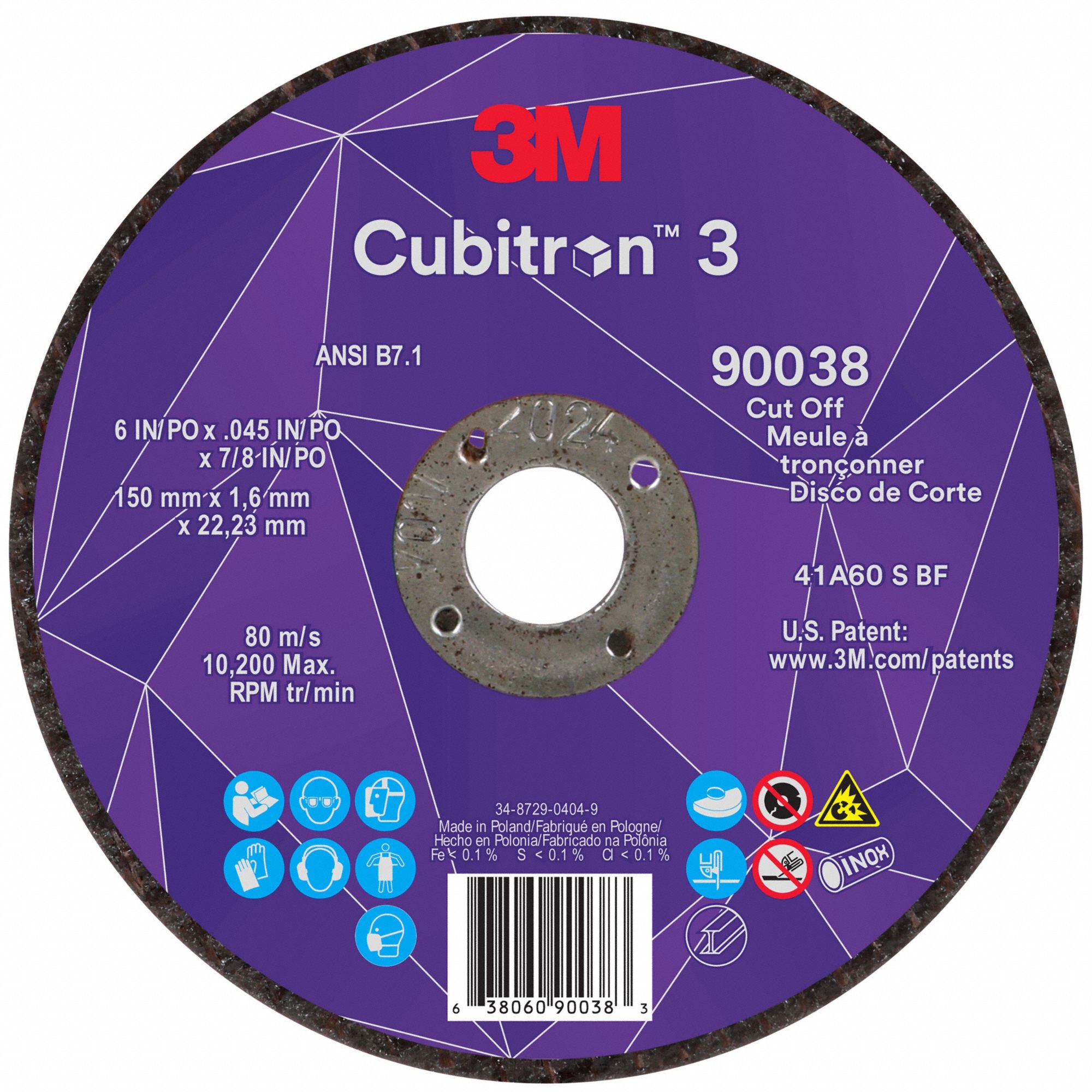 Abrasive Cut-Off Wheel: Type 27, 6" x 0.045" x 7/8", Ceramic, 60 Grit