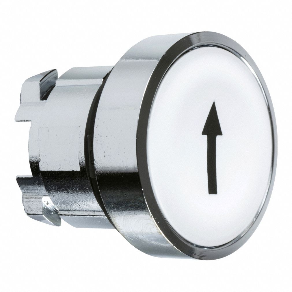 Flush Push Button: White, 22 mm Mounting Size, Metallic, Momentary