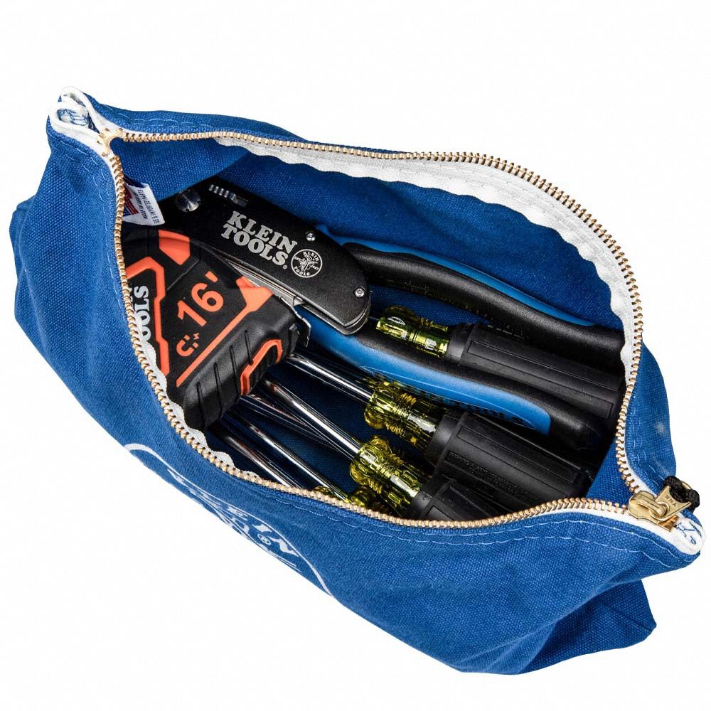 Tool Bag Set: 12 1/2 in W x 3/4 in D x 7 in H, Blue/Olive/Orange/Yellow, Canvas, 4 Bags