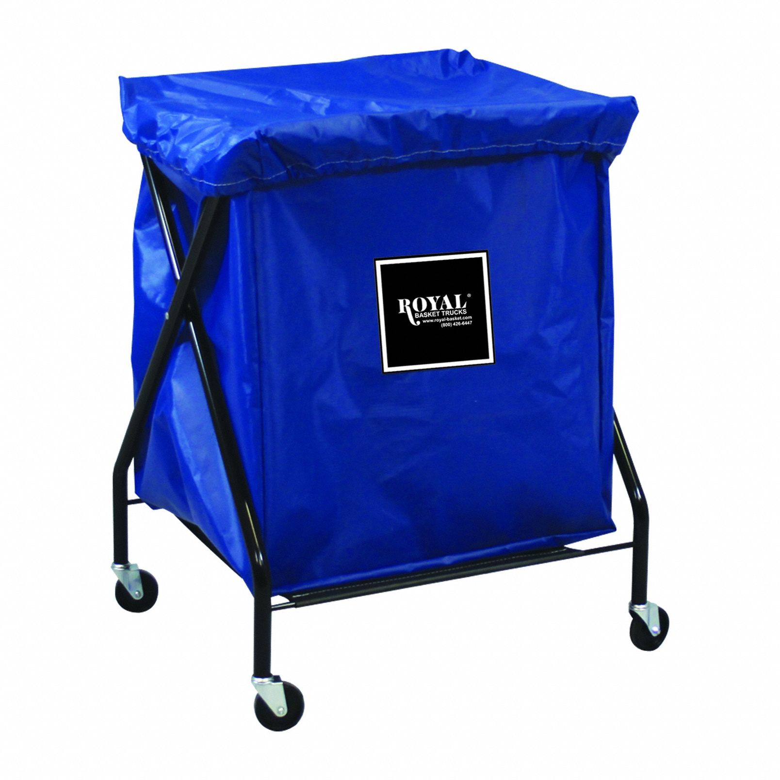 X-Frame Hamper: Vinyl Liner, Blue, (4) Swivel, 9.5 cu ft Total Volume, Steel