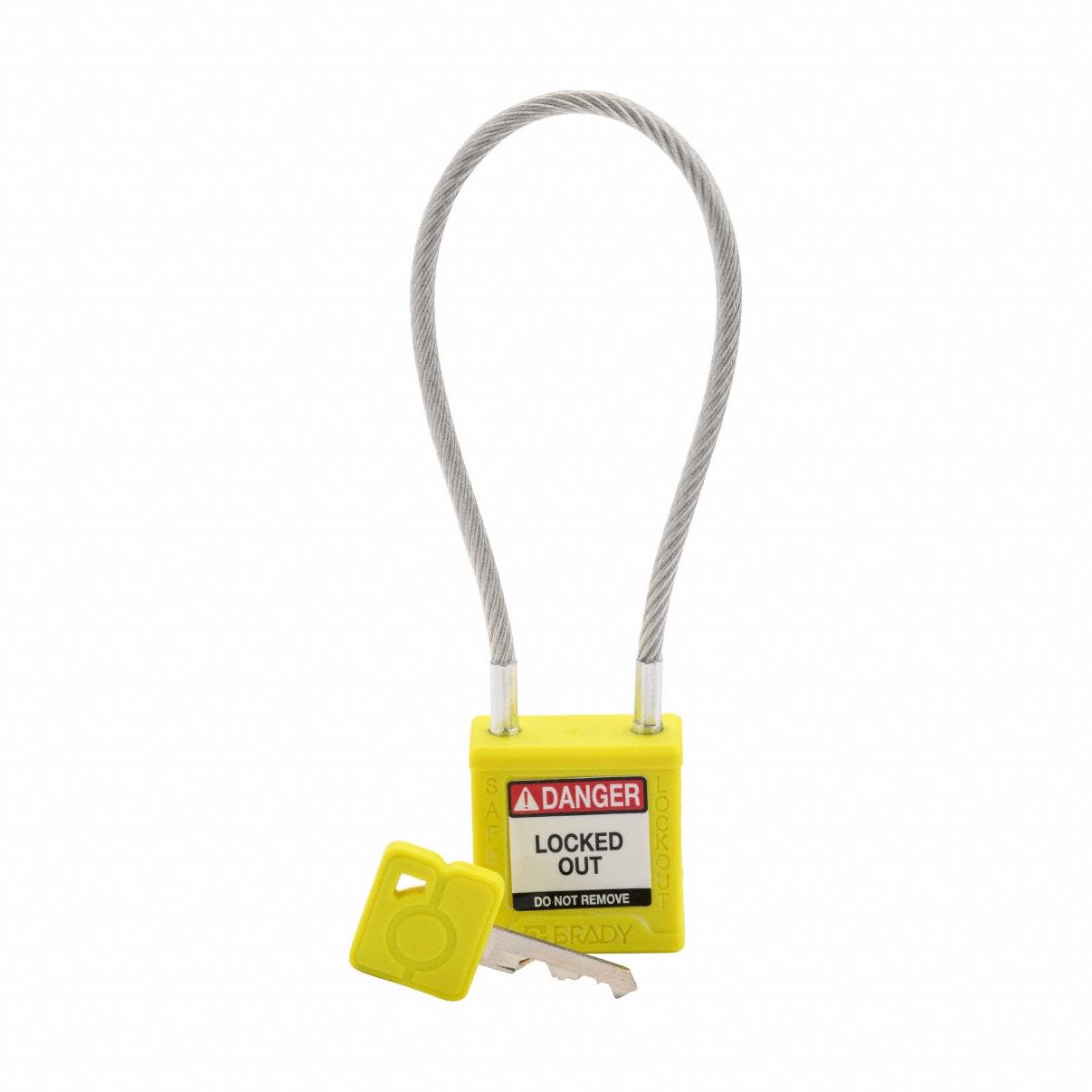 Lockout Padlock: Keyed Different, Nylon, Compact Body Body Size, Sheathed Cable, Extended