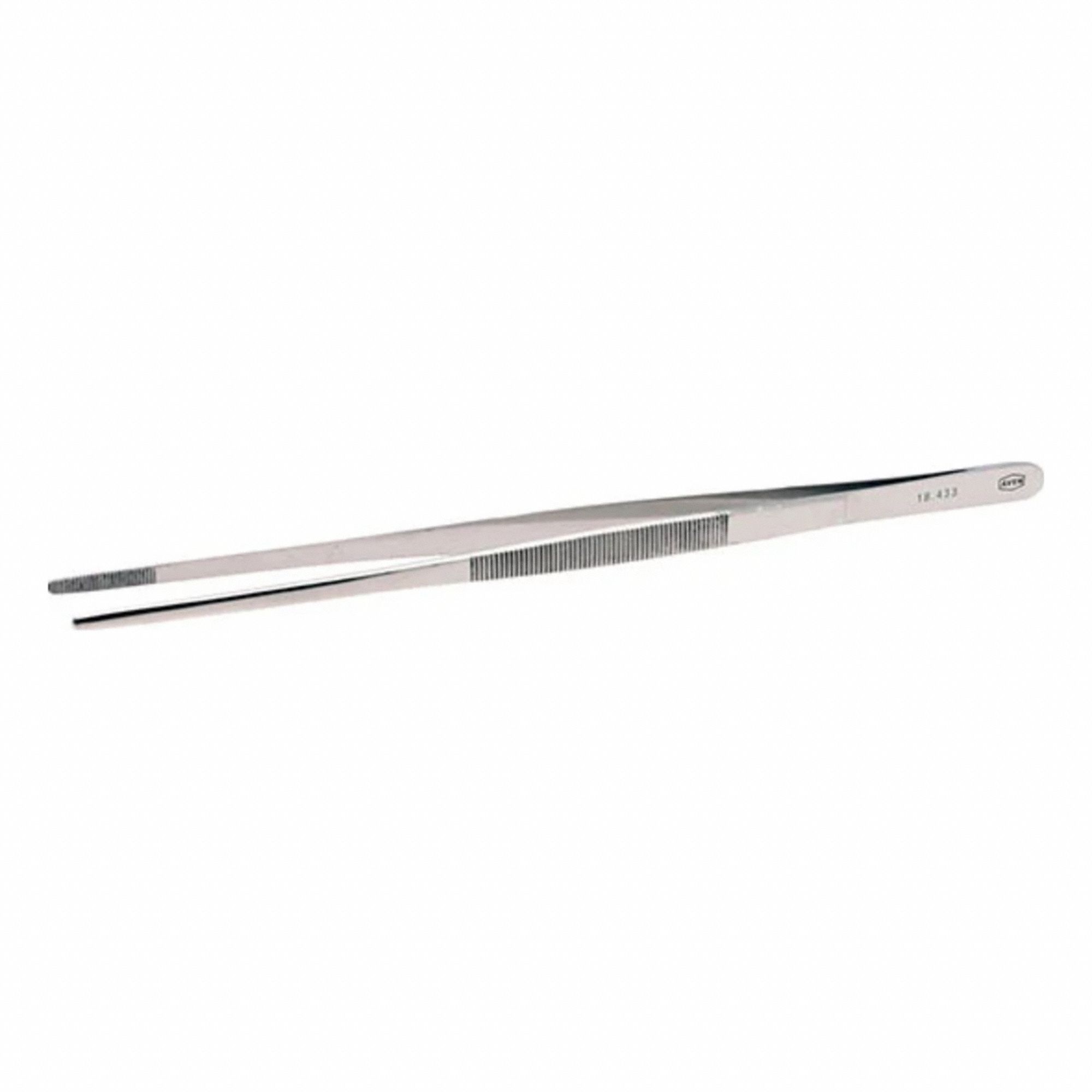 Tweezers: Stainless Steel, Flat, Straight Tip, 3.66 mm Tip Thick